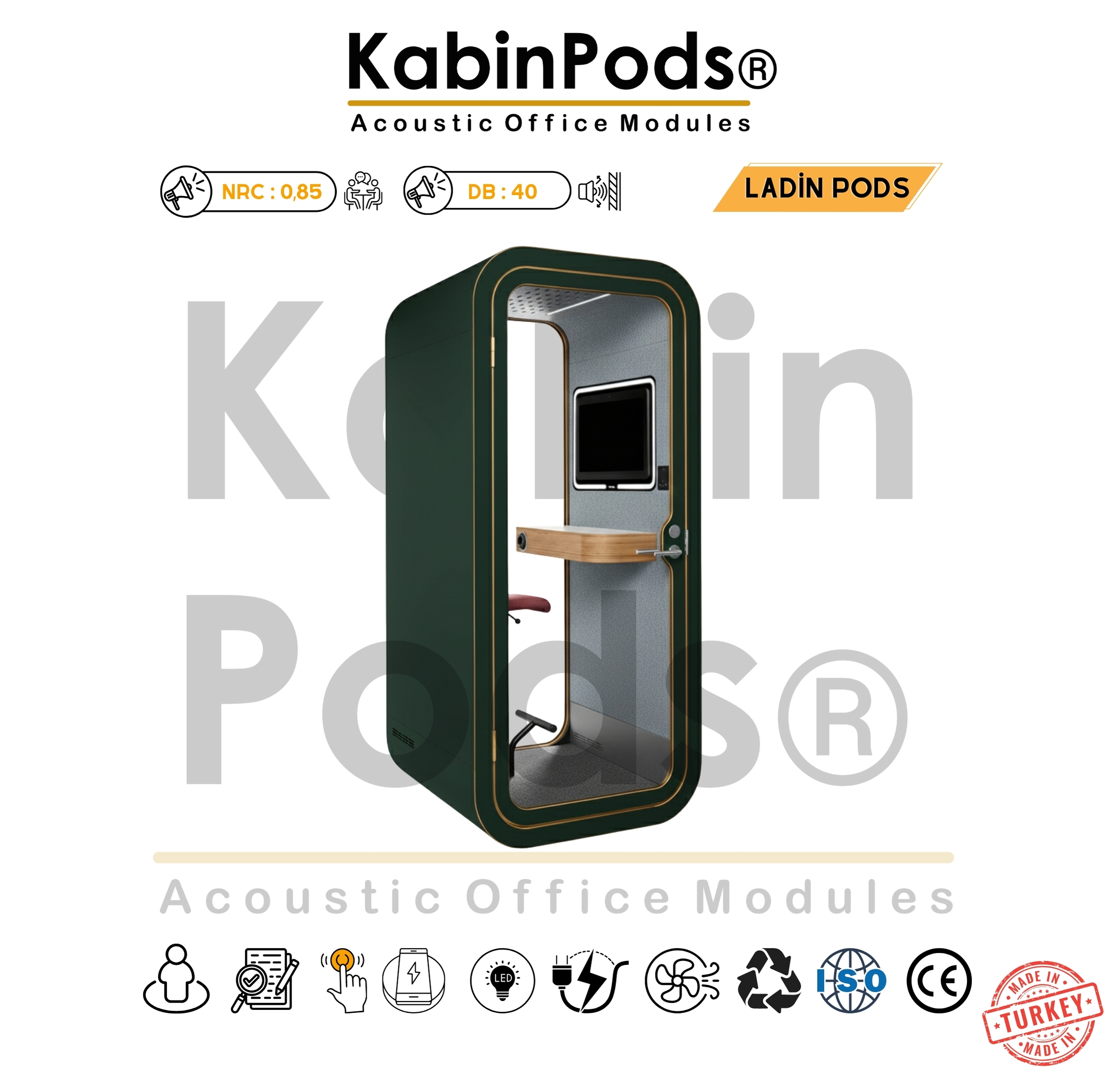 Akustik Telefon Kabini cam ve kapı detayı